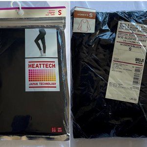 Brand New Uniqlo Heat Tech Legging & Cotton/Wool Scoop Long Sleeve S Women 2 PCs